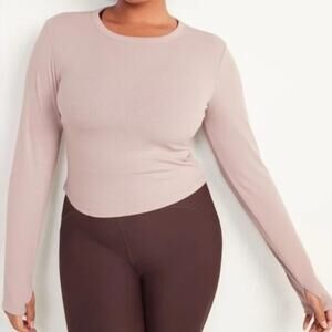 Old Navy Active Ultralite Long Sleeve Top 3X Light Purple Ribbed Athleisure
